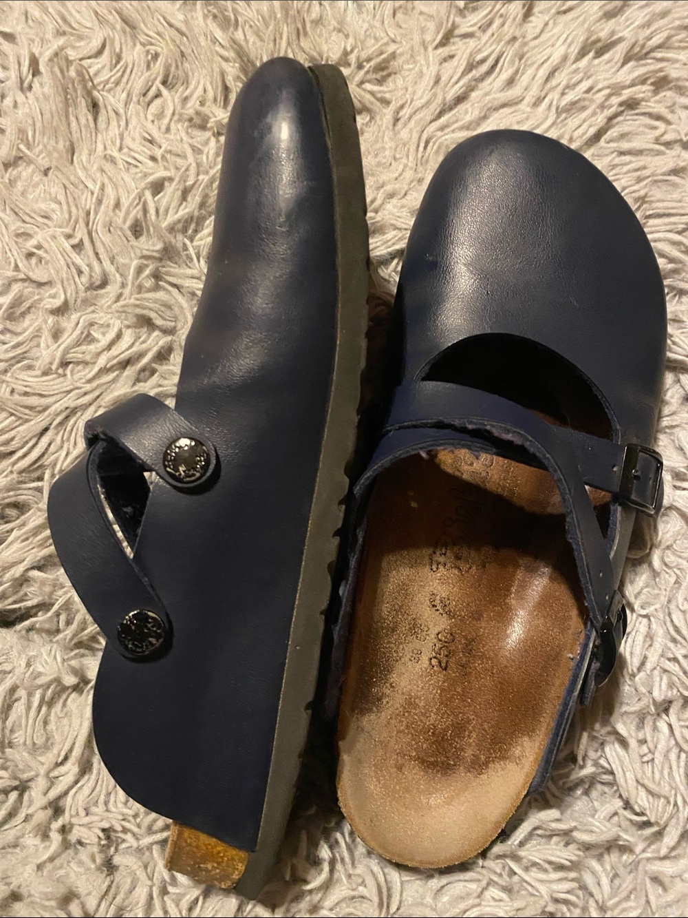 Birkenstock Navy Blue Mary Jane Clogs with cute crossover adjustable straps - Picture 4 of 5